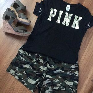 Pink Black Top with gold and silver sleeve detail